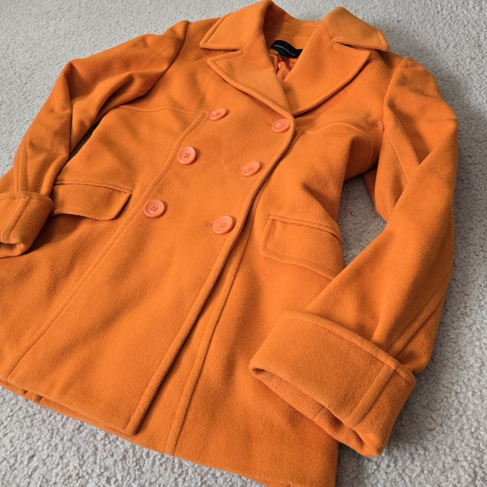 Moda International Orange Wool Blend Peacoat – Size Small